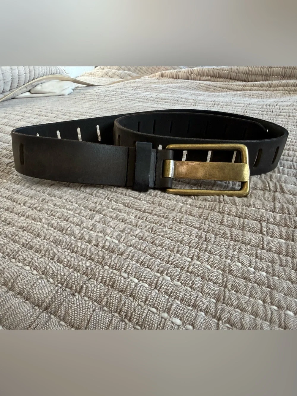 Women’s Free People  Black Leather Belt with Brass Buckle